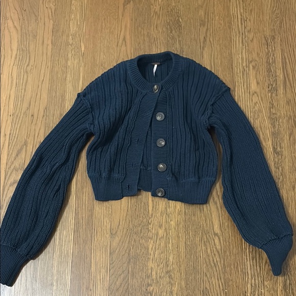 Free People Sweaters - Free people Navy Cable-Knit Button Front Women's Sweater size small